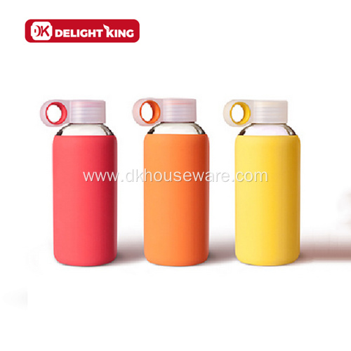 Glass Water Bottle with Reusable Silicone Sleeve